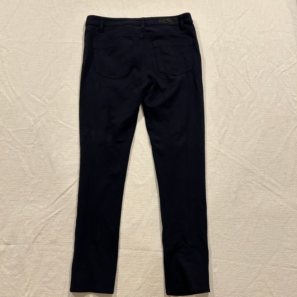 Calvin Klein Jeans Womens Size 8 Navy Blue Skinny Pants Faux Leather Trim - Picture 11 of 14